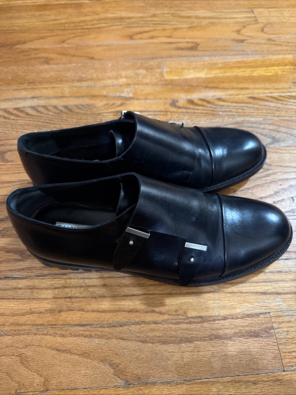 Balenciaga Paris Men’s Monk Leather Dress Shoes Size 44 US 11 Black - Picture 2 of 11